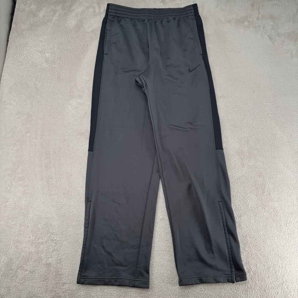 Nike Mens Dri Fit Sweatpants Large Gray Preowned Ankle Zip Fleece Lined Athletic
